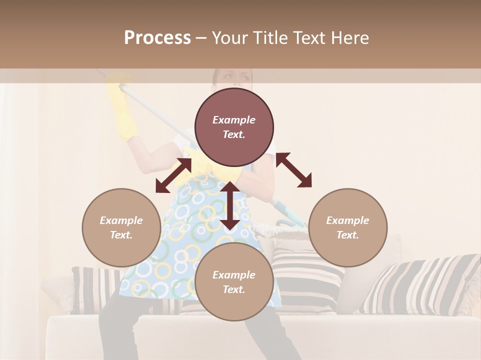 A Woman Cleaning A Living Room With A Mop PowerPoint Template