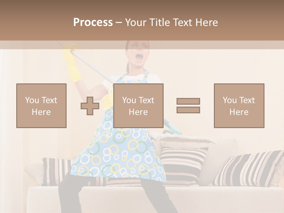 A Woman Cleaning A Living Room With A Mop PowerPoint Template