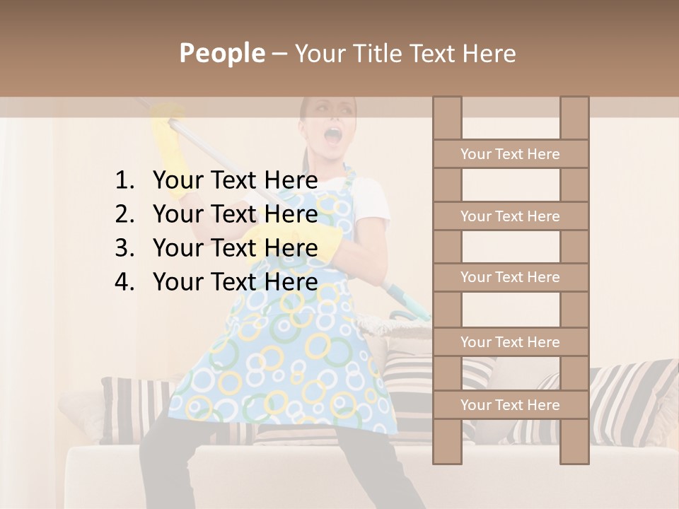 A Woman Cleaning A Living Room With A Mop PowerPoint Template