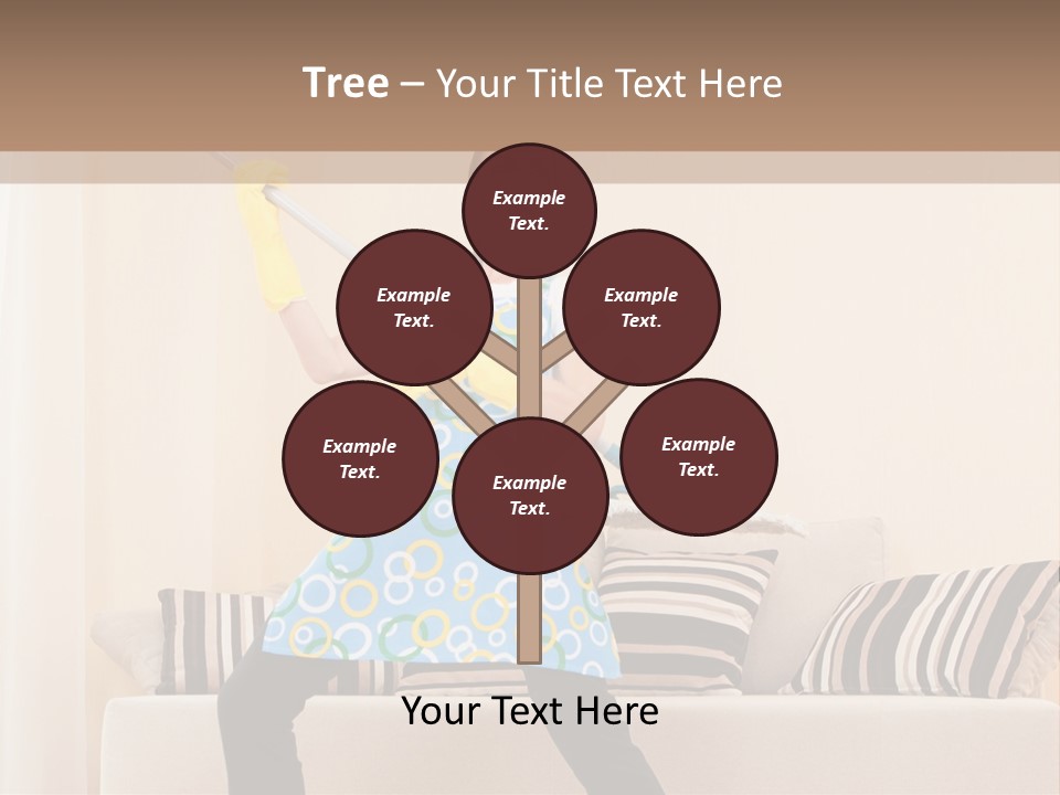 A Woman Cleaning A Living Room With A Mop PowerPoint Template