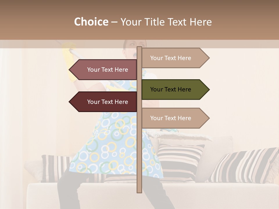 A Woman Cleaning A Living Room With A Mop PowerPoint Template