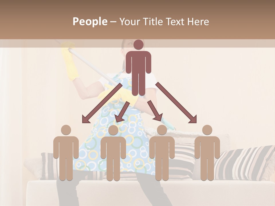 A Woman Cleaning A Living Room With A Mop PowerPoint Template