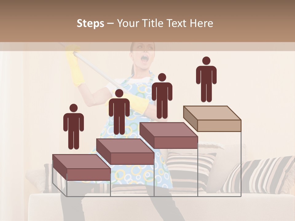 A Woman Cleaning A Living Room With A Mop PowerPoint Template