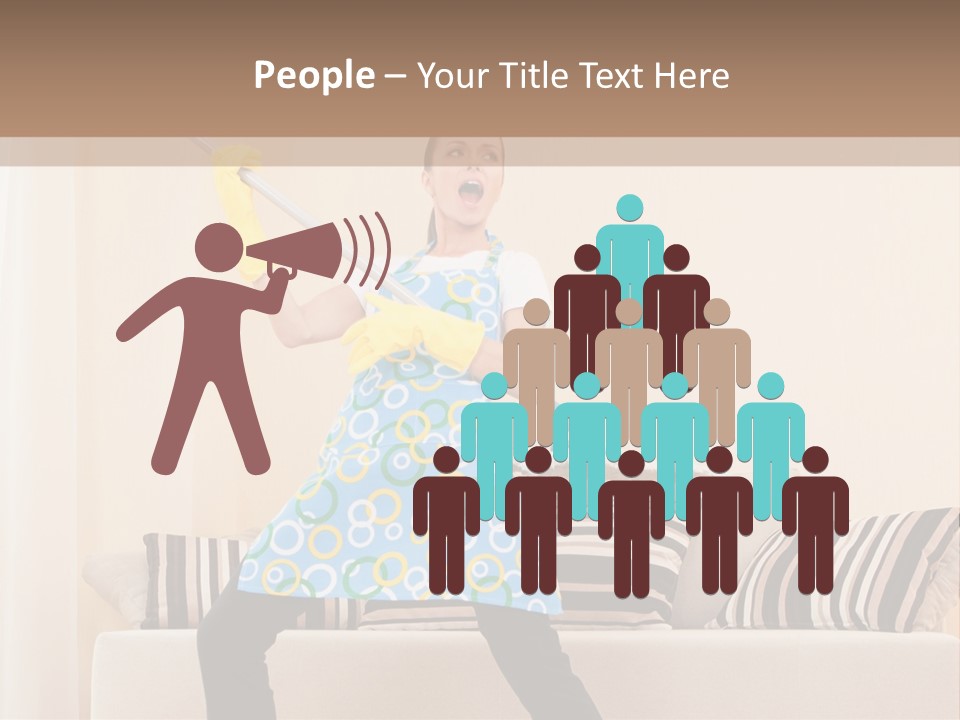 A Woman Cleaning A Living Room With A Mop PowerPoint Template