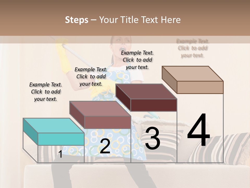 A Woman Cleaning A Living Room With A Mop PowerPoint Template