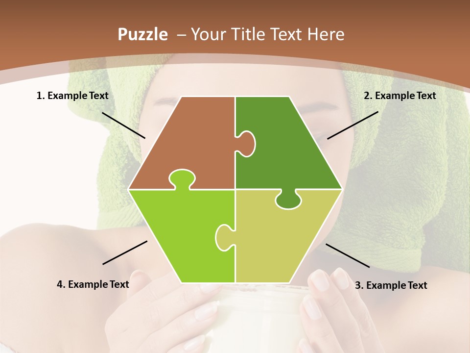 A Woman With A Green Towel On Her Head Is Holding A Cup PowerPoint Template