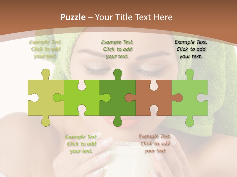 A Woman With A Green Towel On Her Head Is Holding A Cup PowerPoint Template