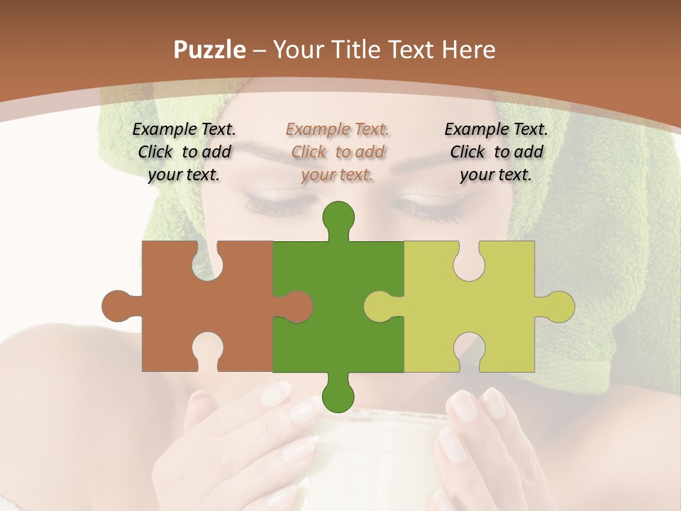 A Woman With A Green Towel On Her Head Is Holding A Cup PowerPoint Template