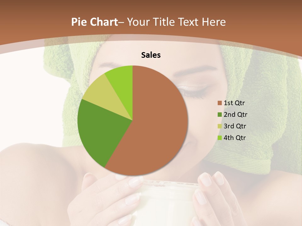A Woman With A Green Towel On Her Head Is Holding A Cup PowerPoint Template