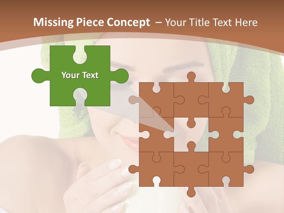 A Woman With A Green Towel On Her Head Is Holding A Cup PowerPoint Template