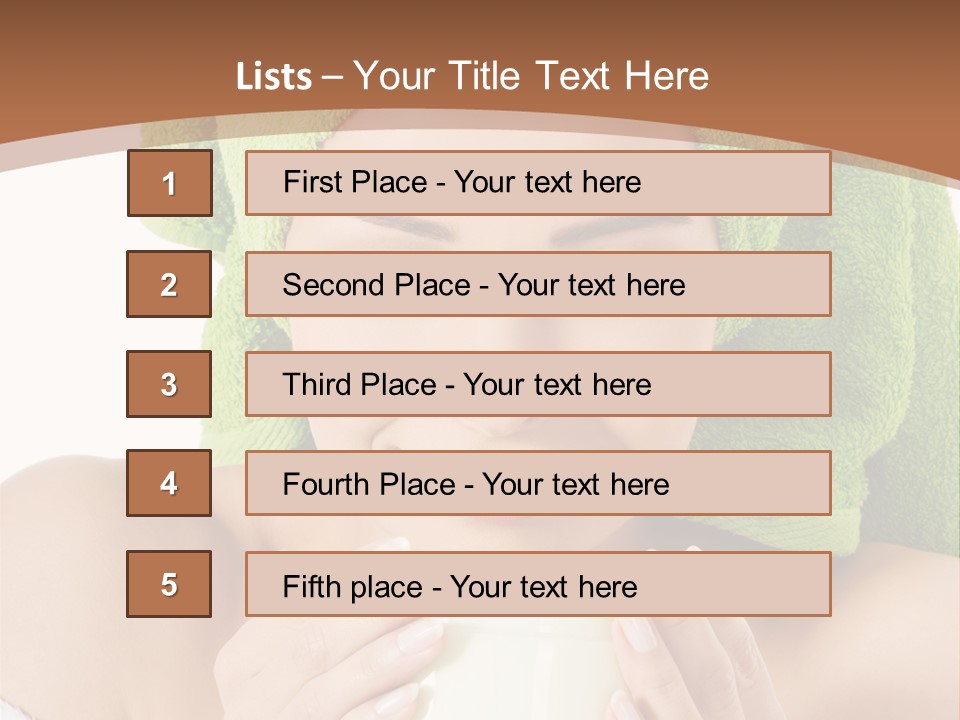 A Woman With A Green Towel On Her Head Is Holding A Cup PowerPoint Template