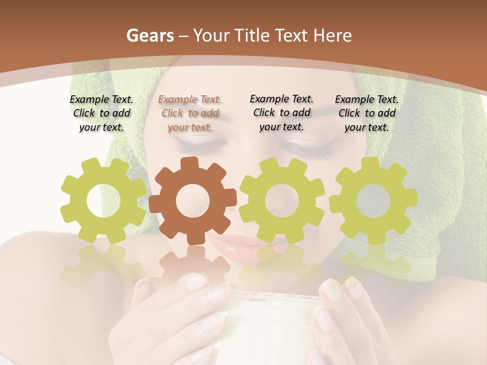 A Woman With A Green Towel On Her Head Is Holding A Cup PowerPoint Template