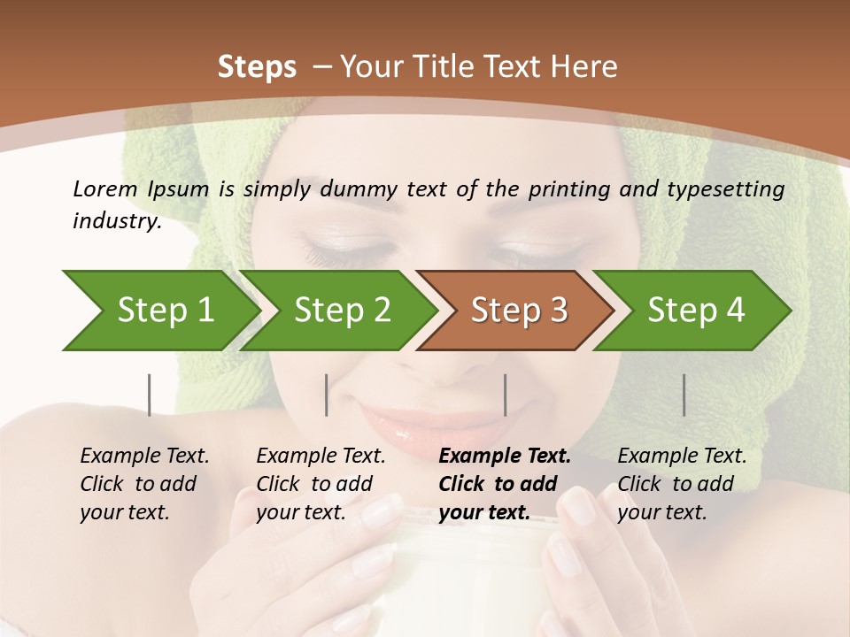 A Woman With A Green Towel On Her Head Is Holding A Cup PowerPoint Template