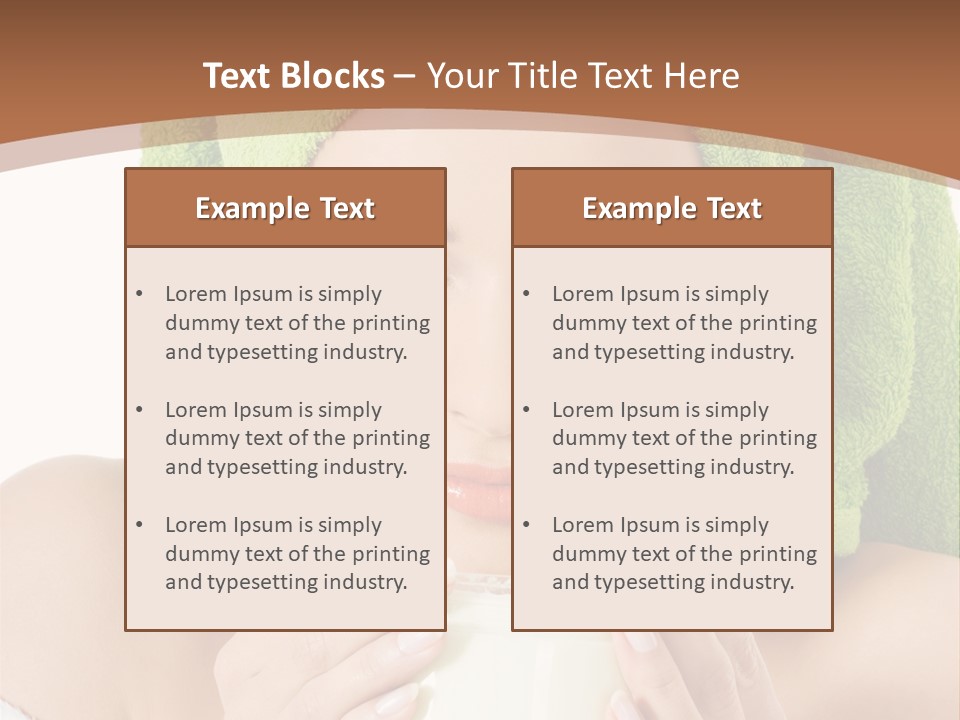 A Woman With A Green Towel On Her Head Is Holding A Cup PowerPoint Template