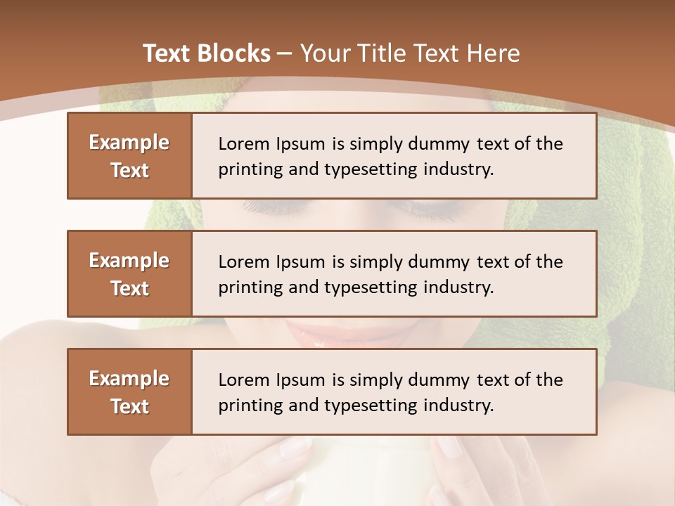 A Woman With A Green Towel On Her Head Is Holding A Cup PowerPoint Template