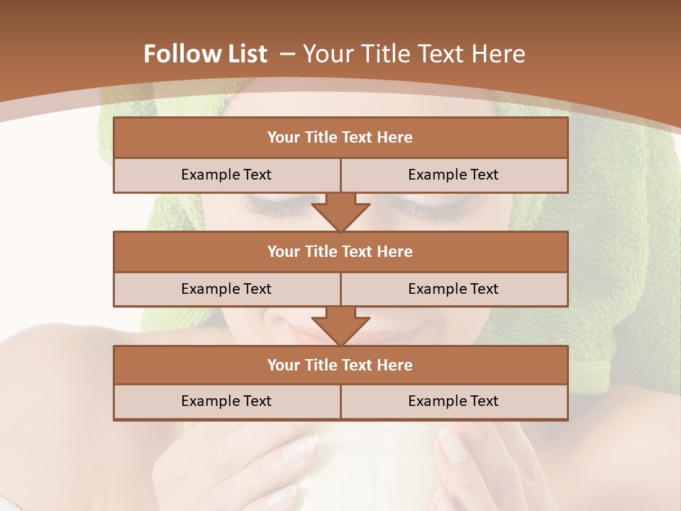 A Woman With A Green Towel On Her Head Is Holding A Cup PowerPoint Template