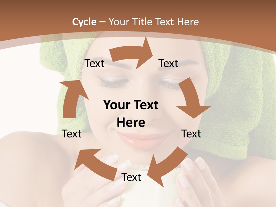 A Woman With A Green Towel On Her Head Is Holding A Cup PowerPoint Template