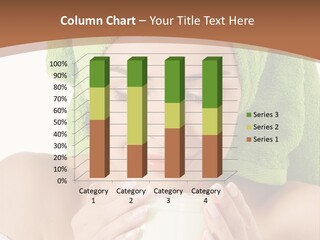 A Woman With A Green Towel On Her Head Is Holding A Cup PowerPoint Template