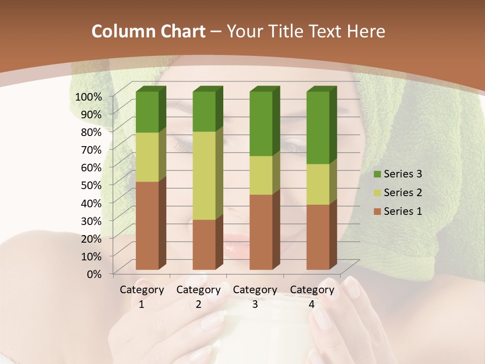 A Woman With A Green Towel On Her Head Is Holding A Cup PowerPoint Template