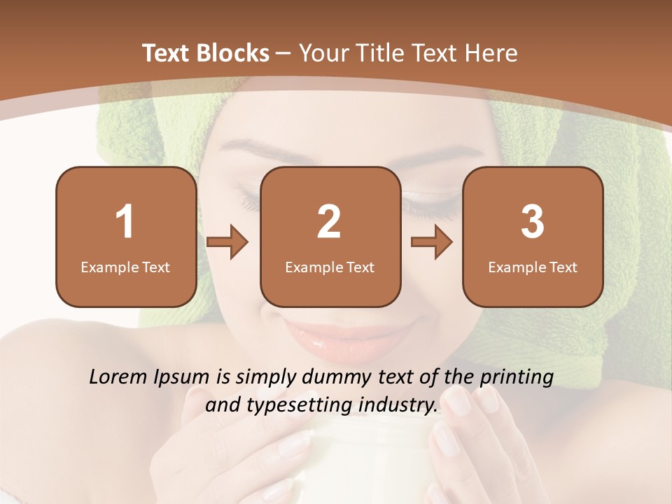 A Woman With A Green Towel On Her Head Is Holding A Cup PowerPoint Template