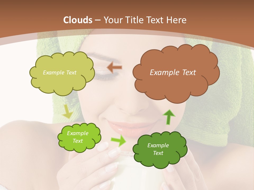 A Woman With A Green Towel On Her Head Is Holding A Cup PowerPoint Template