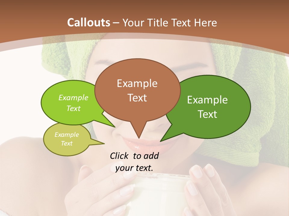 A Woman With A Green Towel On Her Head Is Holding A Cup PowerPoint Template