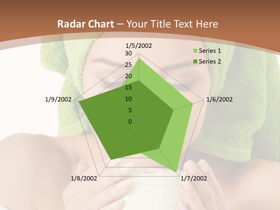 A Woman With A Green Towel On Her Head Is Holding A Cup PowerPoint Template