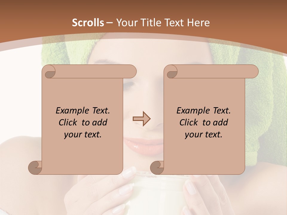 A Woman With A Green Towel On Her Head Is Holding A Cup PowerPoint Template