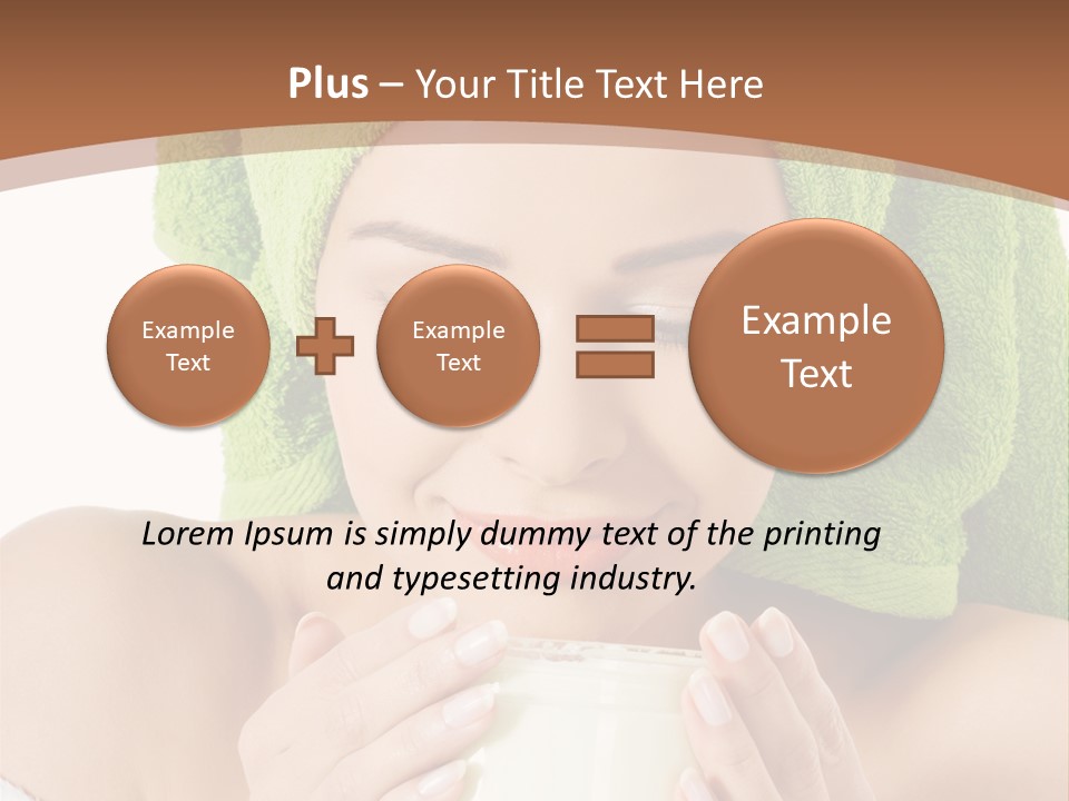 A Woman With A Green Towel On Her Head Is Holding A Cup PowerPoint Template