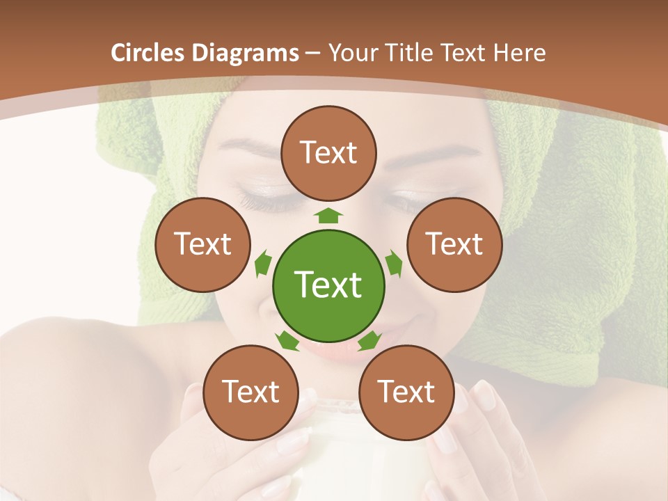 A Woman With A Green Towel On Her Head Is Holding A Cup PowerPoint Template