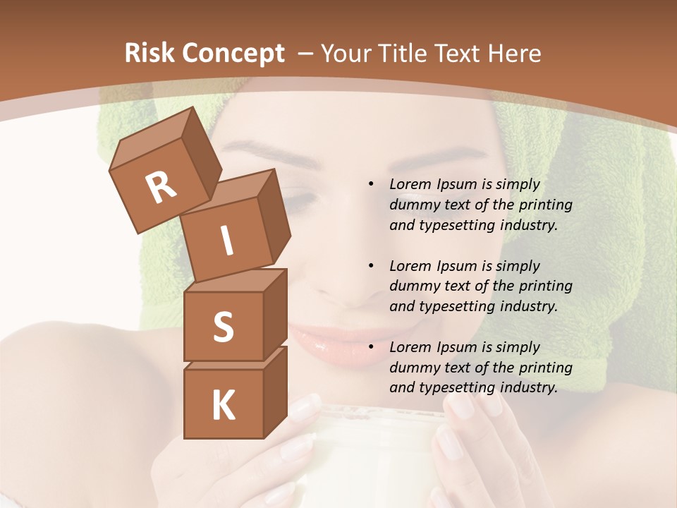 A Woman With A Green Towel On Her Head Is Holding A Cup PowerPoint Template