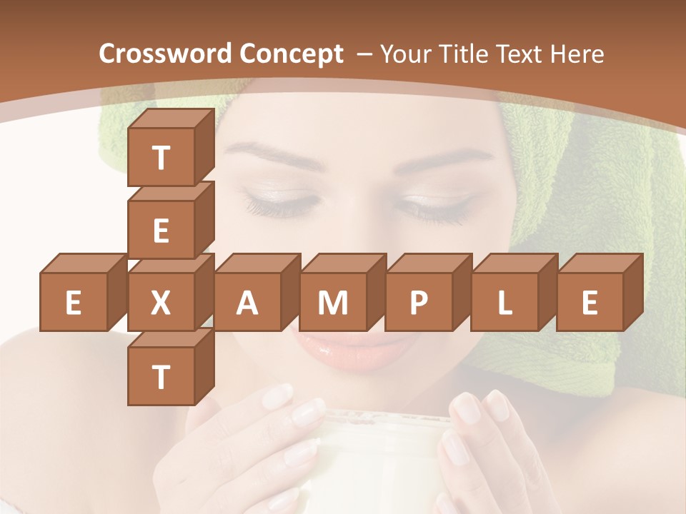 A Woman With A Green Towel On Her Head Is Holding A Cup PowerPoint Template