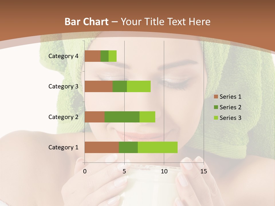A Woman With A Green Towel On Her Head Is Holding A Cup PowerPoint Template