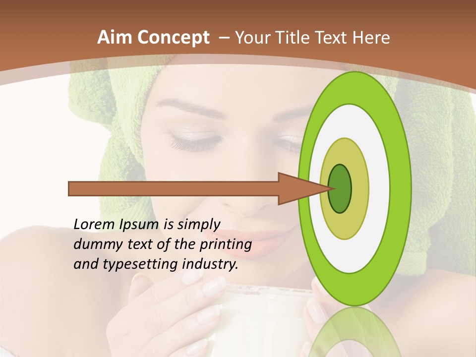A Woman With A Green Towel On Her Head Is Holding A Cup PowerPoint Template