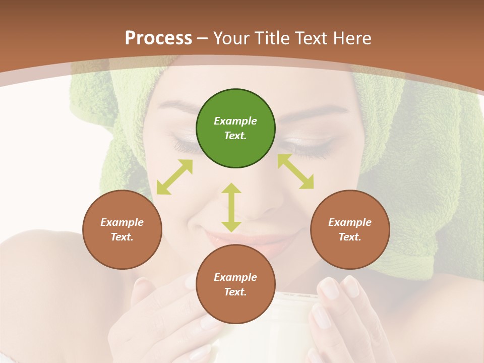 A Woman With A Green Towel On Her Head Is Holding A Cup PowerPoint Template