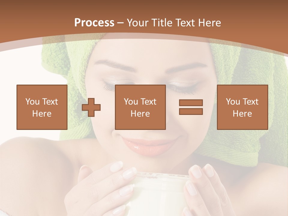 A Woman With A Green Towel On Her Head Is Holding A Cup PowerPoint Template