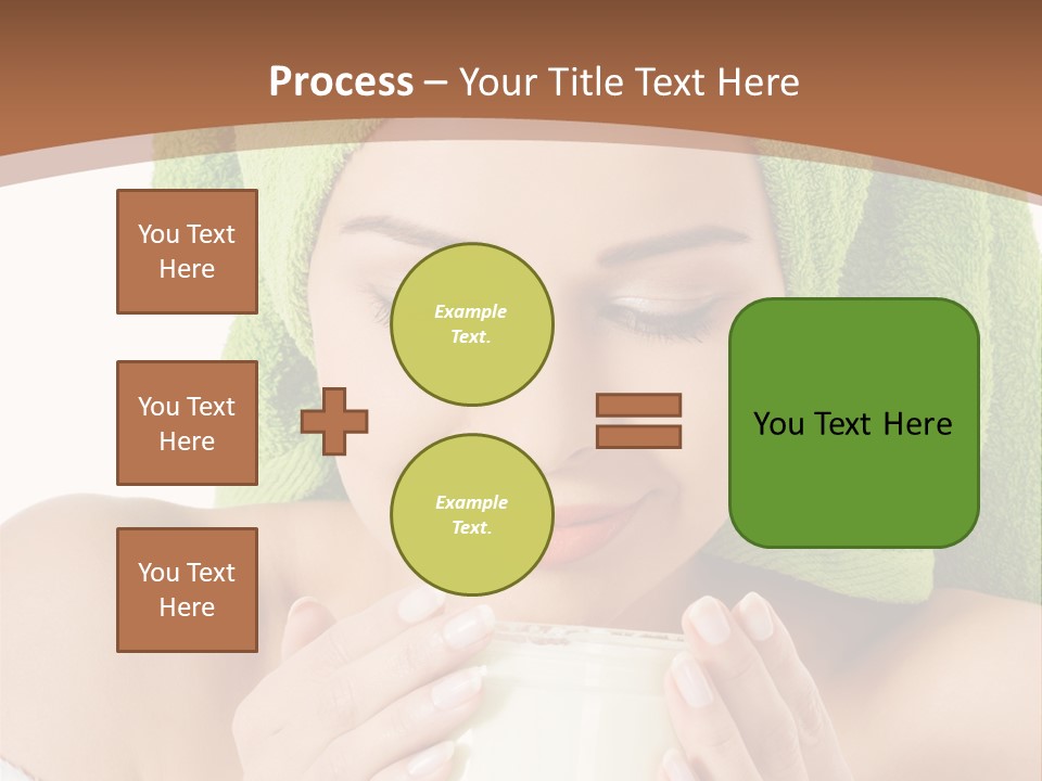 A Woman With A Green Towel On Her Head Is Holding A Cup PowerPoint Template