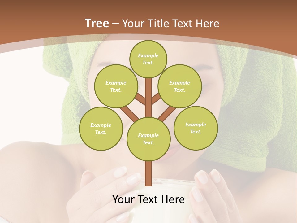 A Woman With A Green Towel On Her Head Is Holding A Cup PowerPoint Template