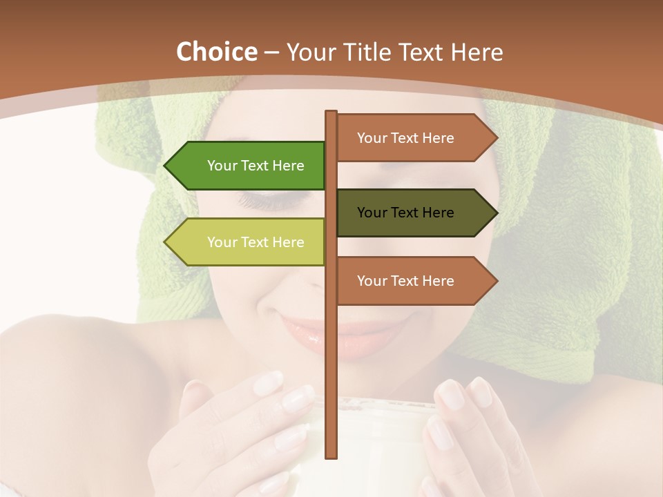 A Woman With A Green Towel On Her Head Is Holding A Cup PowerPoint Template