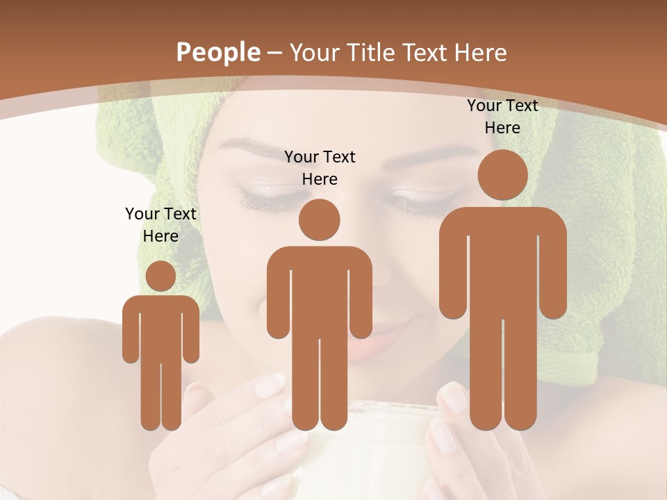 A Woman With A Green Towel On Her Head Is Holding A Cup PowerPoint Template