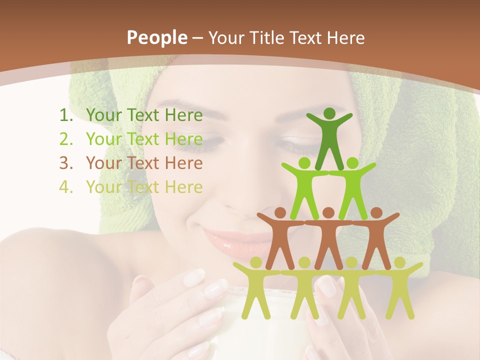 A Woman With A Green Towel On Her Head Is Holding A Cup PowerPoint Template