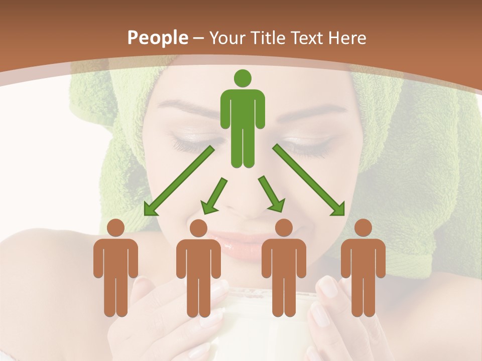 A Woman With A Green Towel On Her Head Is Holding A Cup PowerPoint Template