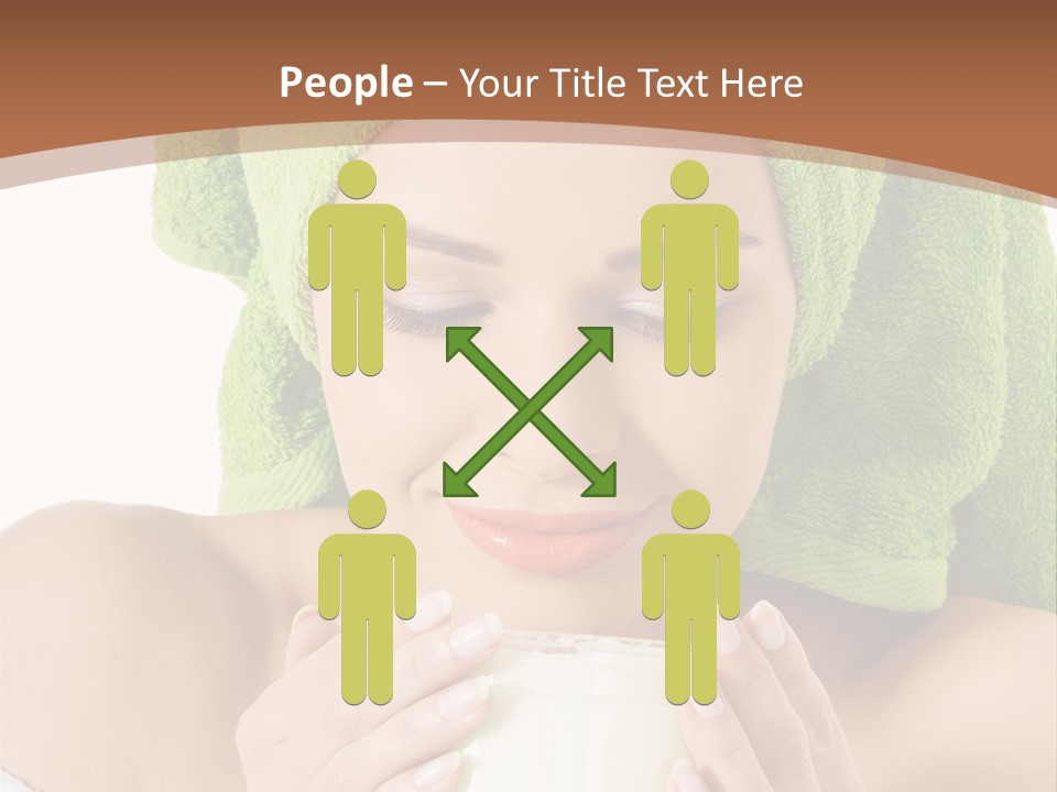 A Woman With A Green Towel On Her Head Is Holding A Cup PowerPoint Template