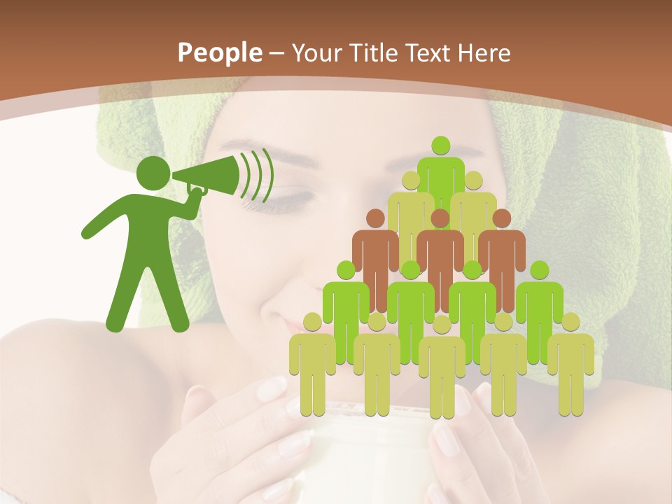 A Woman With A Green Towel On Her Head Is Holding A Cup PowerPoint Template