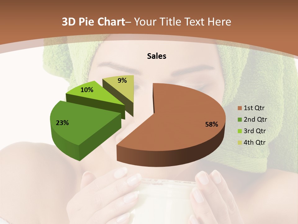A Woman With A Green Towel On Her Head Is Holding A Cup PowerPoint Template