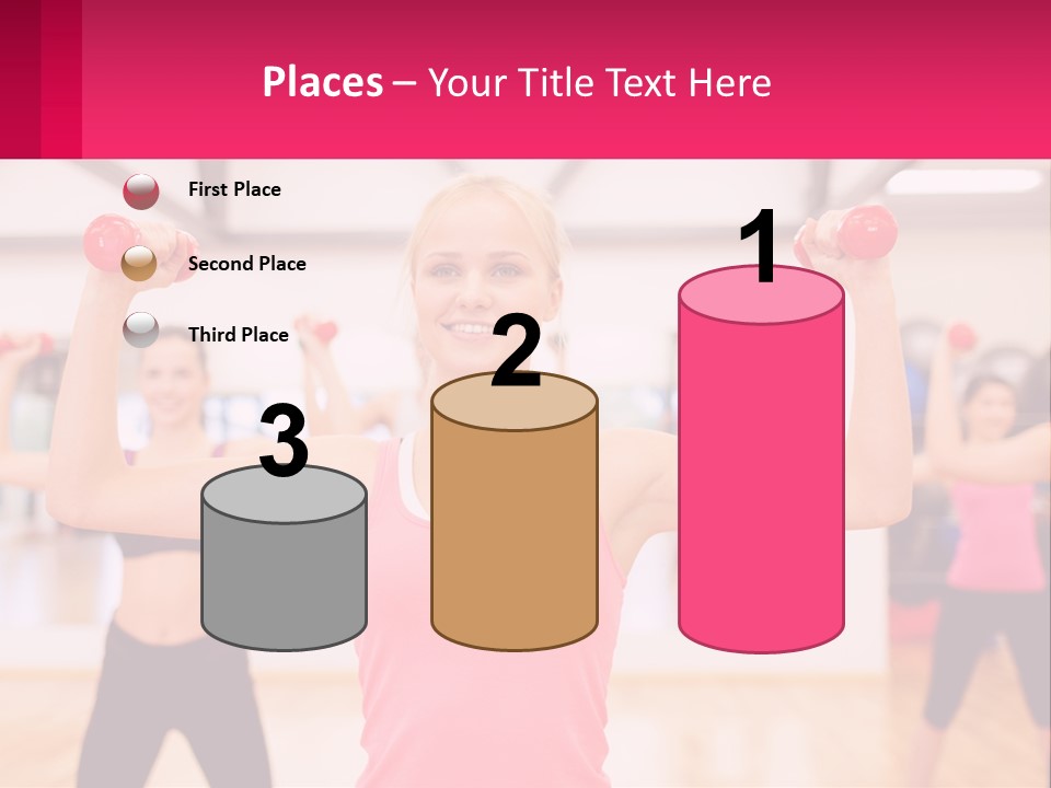 A Group Of Women Doing Exercises With Dumbbells PowerPoint Template