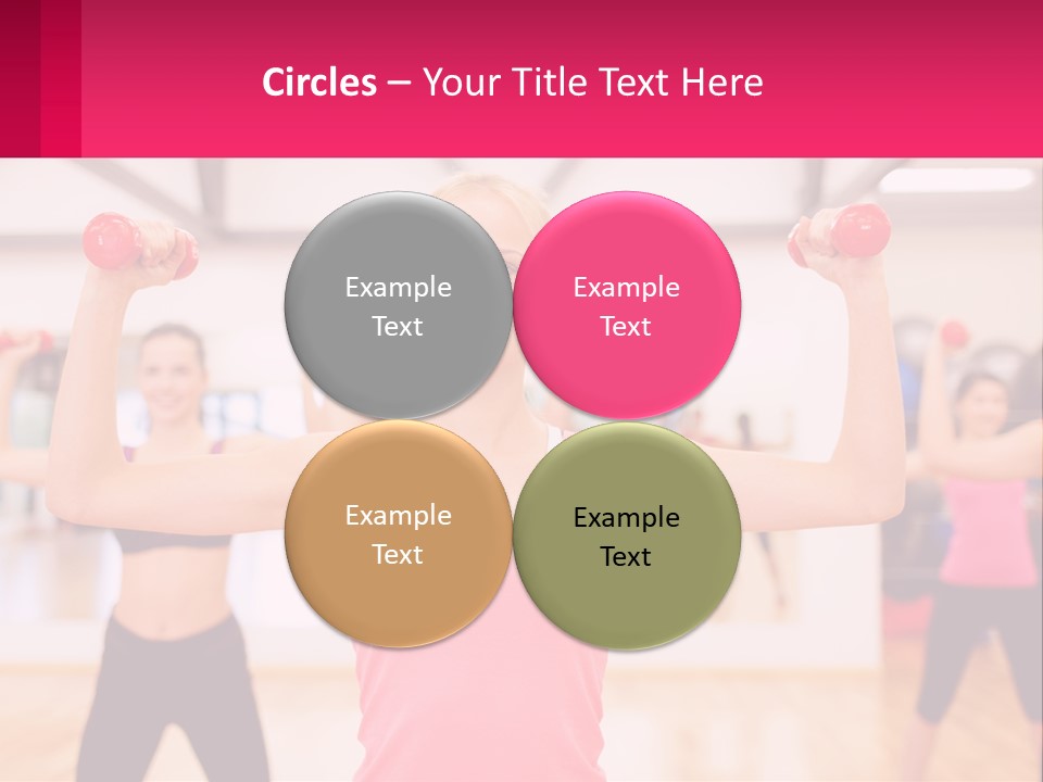 A Group Of Women Doing Exercises With Dumbbells PowerPoint Template
