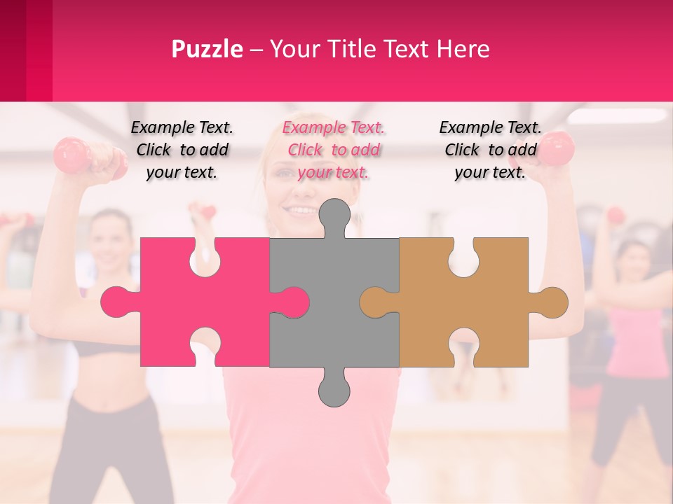 A Group Of Women Doing Exercises With Dumbbells PowerPoint Template