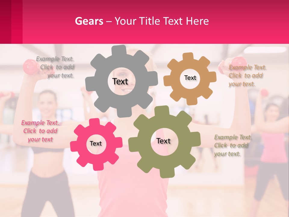 A Group Of Women Doing Exercises With Dumbbells PowerPoint Template