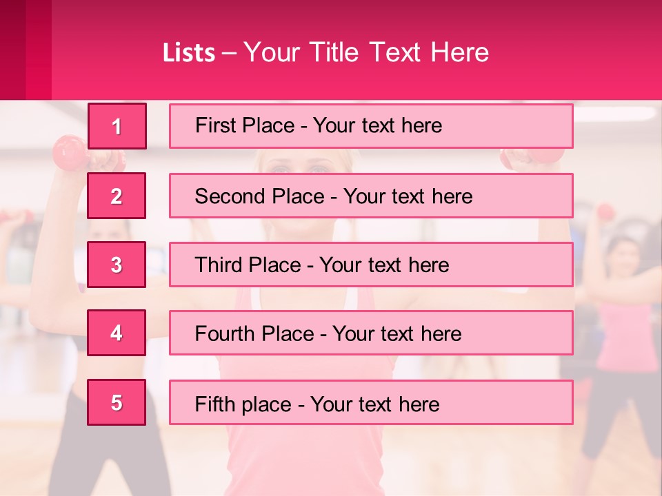 A Group Of Women Doing Exercises With Dumbbells PowerPoint Template
